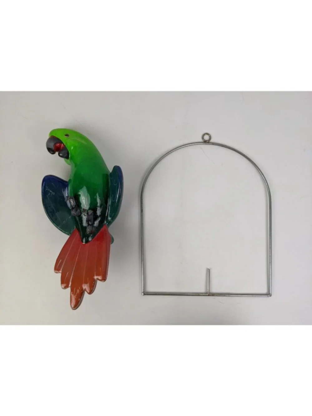 Vintage Ceramic Hand Painted Mexican Folk Art Hanging Parrot 12